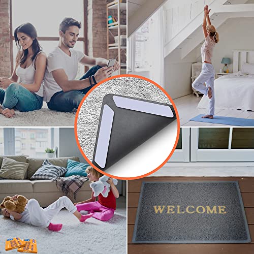 ZONGOOL 12 PCS Rug Tape, Reusable Washable Grippers for Rugs, Double Sided Non-Slip Rug Pads for Hardwood Floors, Rug Stoppers to Prevent Sliding,...